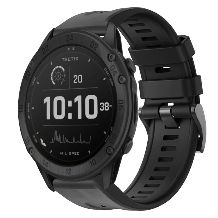 For Garmin Tactix Delta Metal Buckle Solid Color Silicone Watch Band