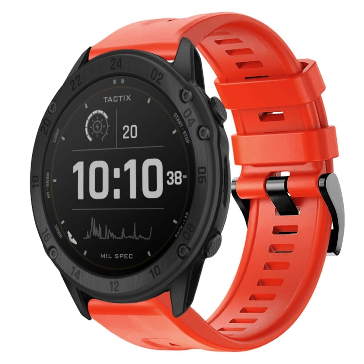 For Garmin Tactix Delta Metal Buckle Solid Color Silicone Watch Band