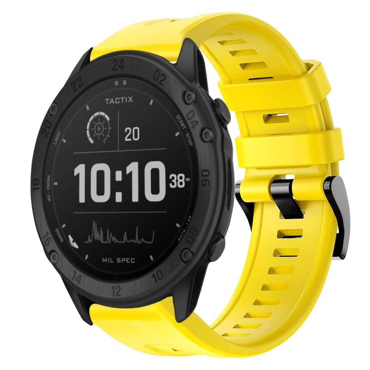 For Garmin Tactix Delta Metal Buckle Solid Color Silicone Watch Band