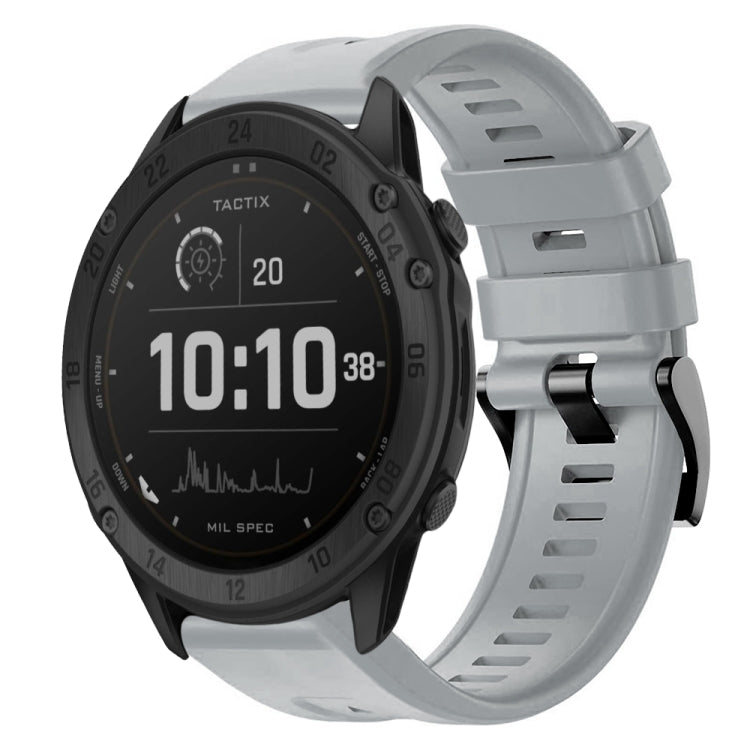 For Garmin Tactix Delta Metal Buckle Solid Color Silicone Watch Band