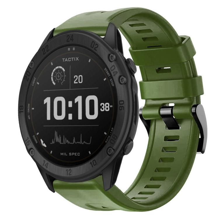 For Garmin Tactix Delta Metal Buckle Solid Color Silicone Watch Band