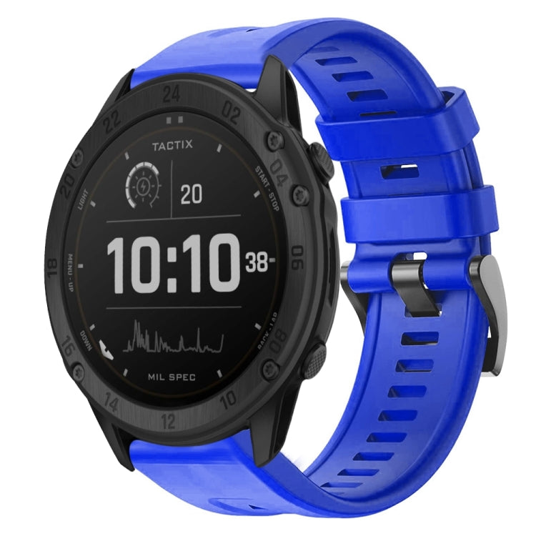 For Garmin Tactix Delta Metal Buckle Solid Color Silicone Watch Band