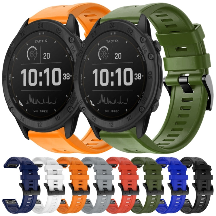 For Garmin Tactix Delta Metal Buckle Solid Color Silicone Watch Band