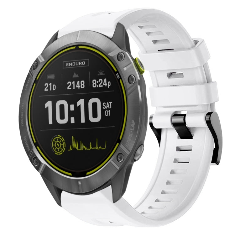 For Garmin Enduro Metal Buckle Solid Color Silicone Watch Band