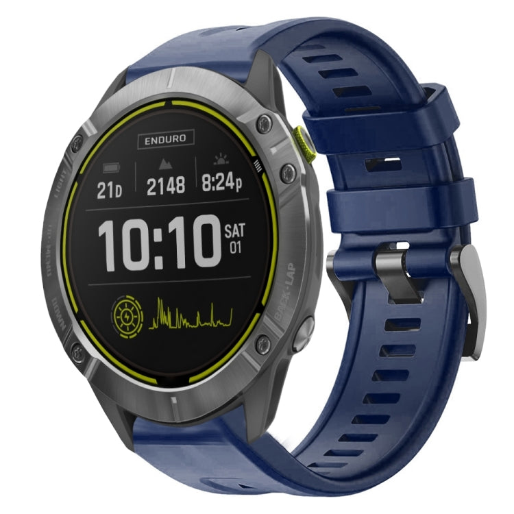 For Garmin Enduro Metal Buckle Solid Color Silicone Watch Band