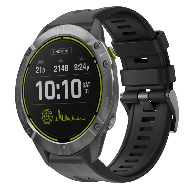 For Garmin Enduro Metal Buckle Solid Color Silicone Watch Band