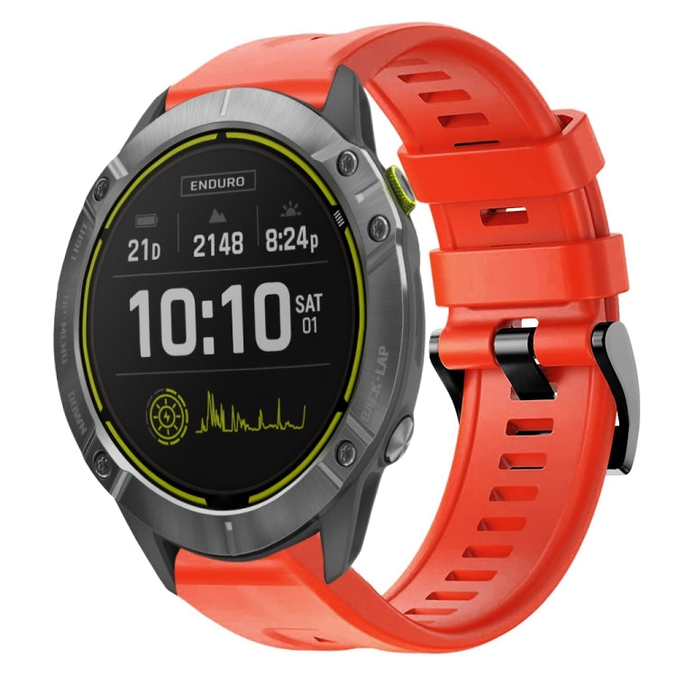 For Garmin Enduro Metal Buckle Solid Color Silicone Watch Band