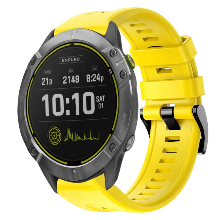 For Garmin Enduro Metal Buckle Solid Color Silicone Watch Band