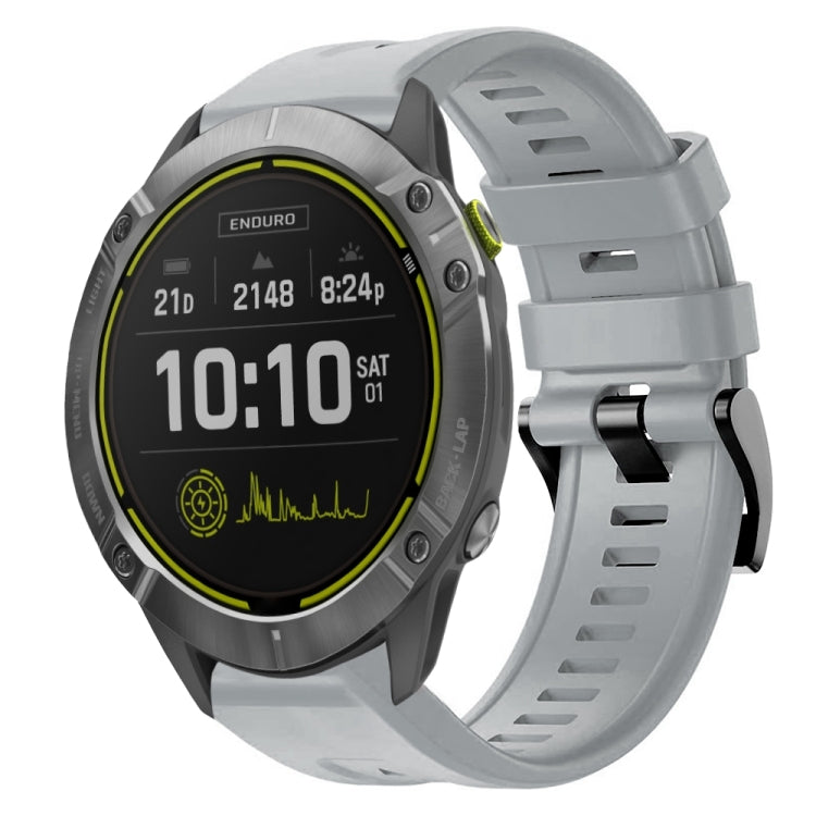 For Garmin Enduro Metal Buckle Solid Color Silicone Watch Band