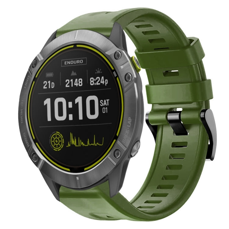 For Garmin Enduro Metal Buckle Solid Color Silicone Watch Band