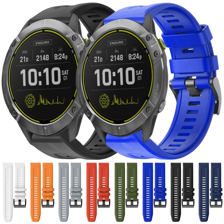 For Garmin Enduro Metal Buckle Solid Color Silicone Watch Band