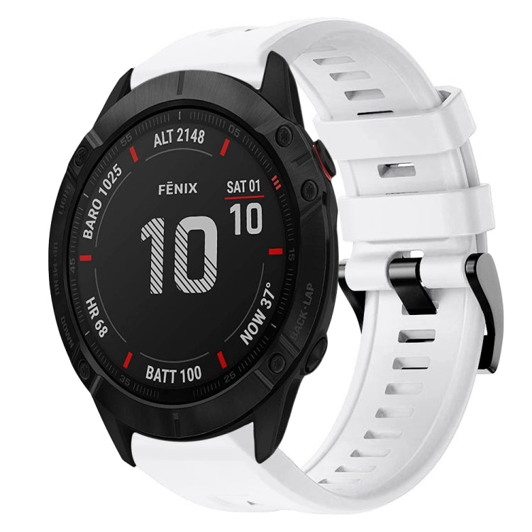 For Garmin Fenix 6X Metal Buckle Solid Color Silicone Watch Band