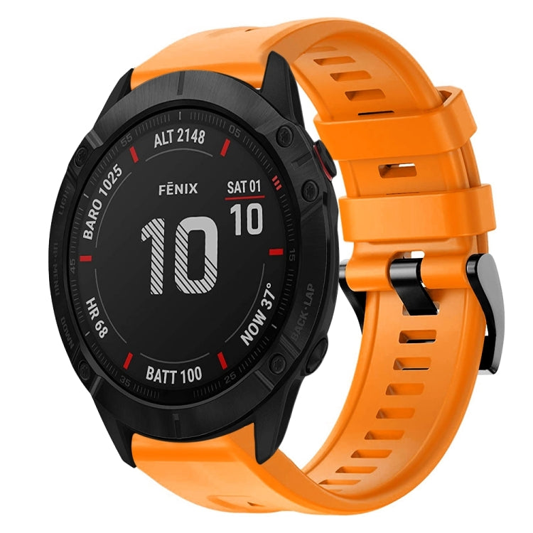For Garmin Fenix 6X Metal Buckle Solid Color Silicone Watch Band