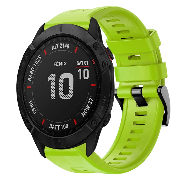 For Garmin Fenix 6X Metal Buckle Solid Color Silicone Watch Band