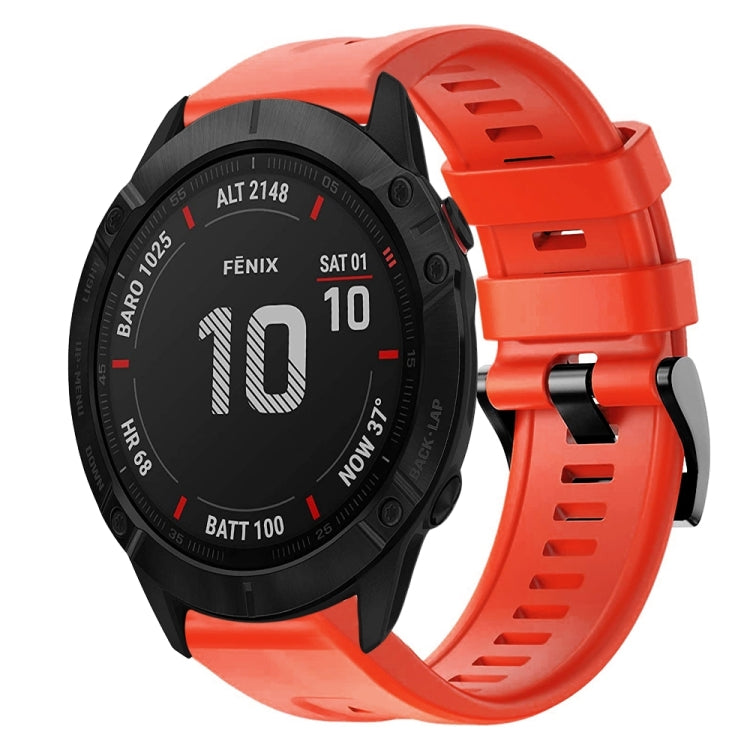 For Garmin Fenix 6X Pro Metal Buckle Solid Color Silicone Watch Band