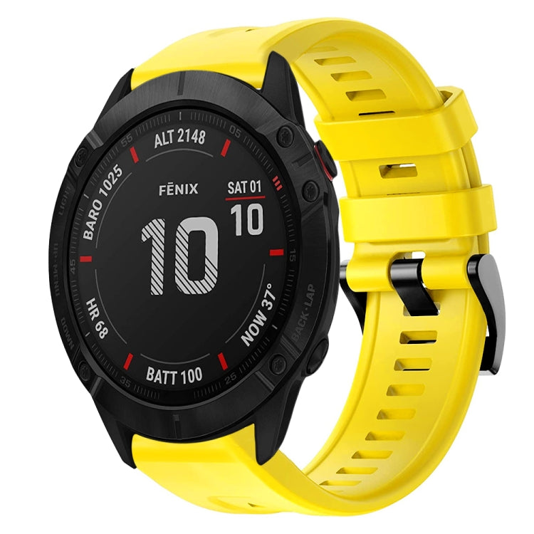 For Garmin Fenix 6X Pro Metal Buckle Solid Color Silicone Watch Band