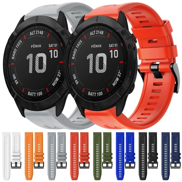 For Garmin Fenix 6X Pro Metal Buckle Solid Color Silicone Watch Band