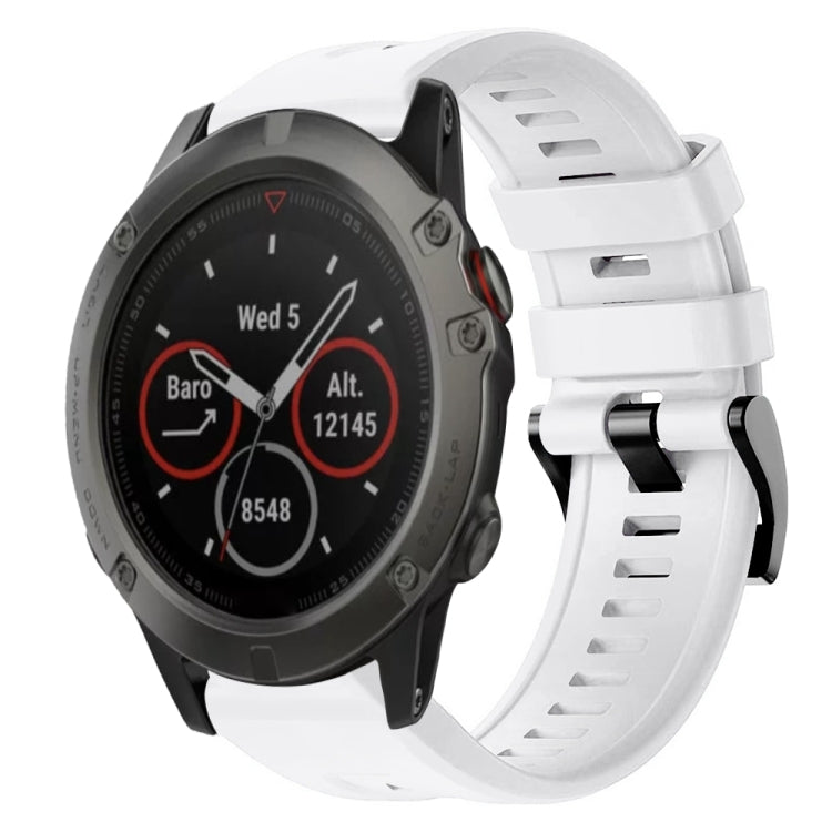 For Garmin Fenix 5X Sapphire Metal Buckle Solid Color Silicone Watch Band