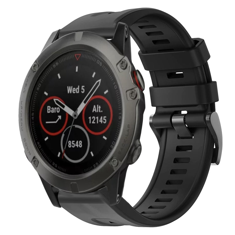 For Garmin Fenix 5X Sapphire Metal Buckle Solid Color Silicone Watch Band