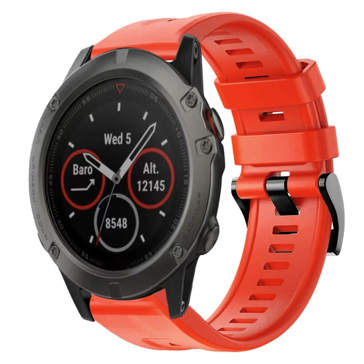 For Garmin Fenix 5X Sapphire Metal Buckle Solid Color Silicone Watch Band