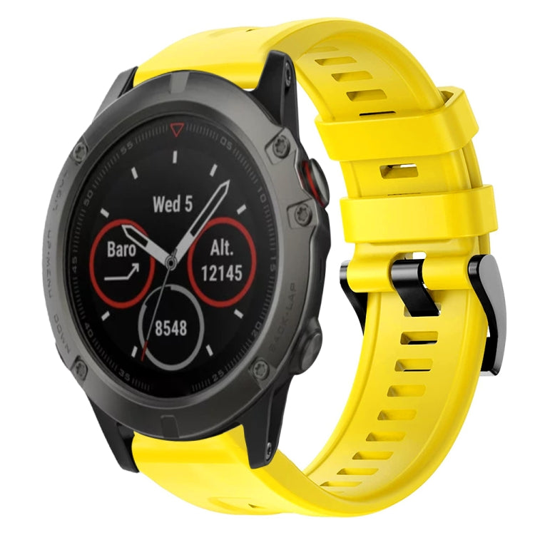 For Garmin Fenix 5X Sapphire Metal Buckle Solid Color Silicone Watch Band