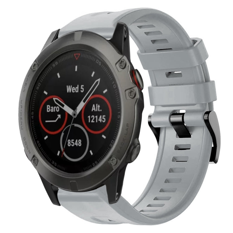 For Garmin Fenix 5X Sapphire Metal Buckle Solid Color Silicone Watch Band