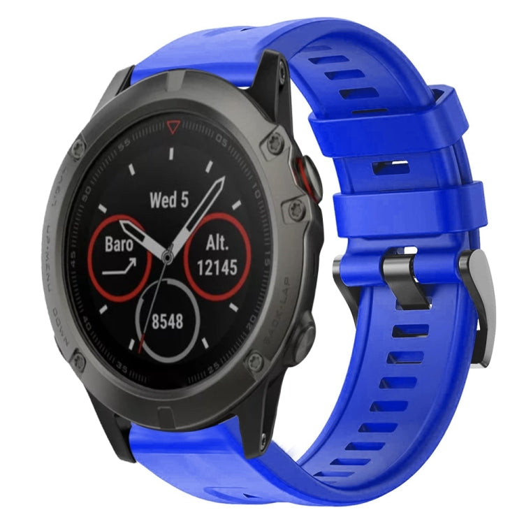 For Garmin Fenix 5X Sapphire Metal Buckle Solid Color Silicone Watch Band