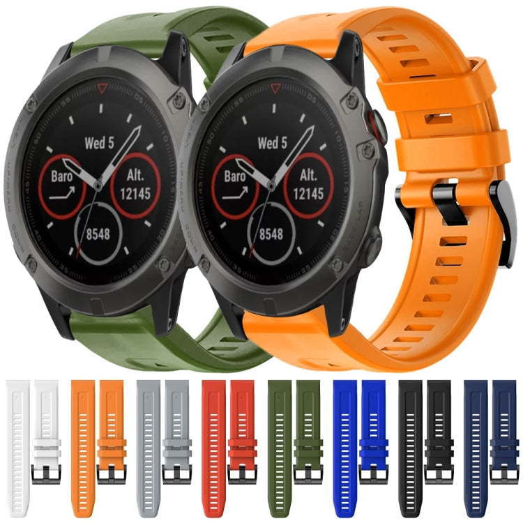 For Garmin Fenix 5X Sapphire Metal Buckle Solid Color Silicone Watch Band