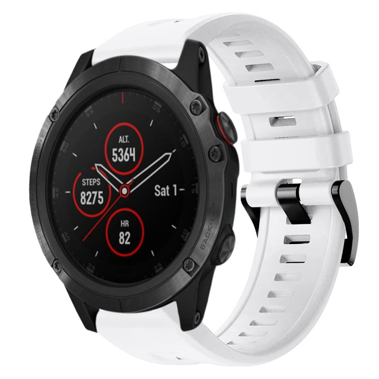 For Garmin Fenix 5X Plus Metal Buckle Solid Color Silicone Watch Band