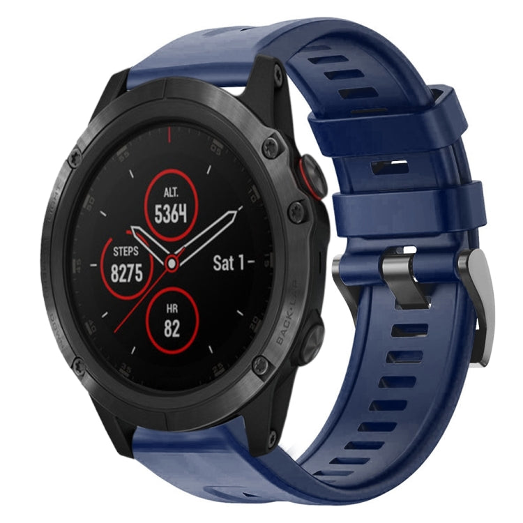 For Garmin Fenix 5X Plus Metal Buckle Solid Color Silicone Watch Band