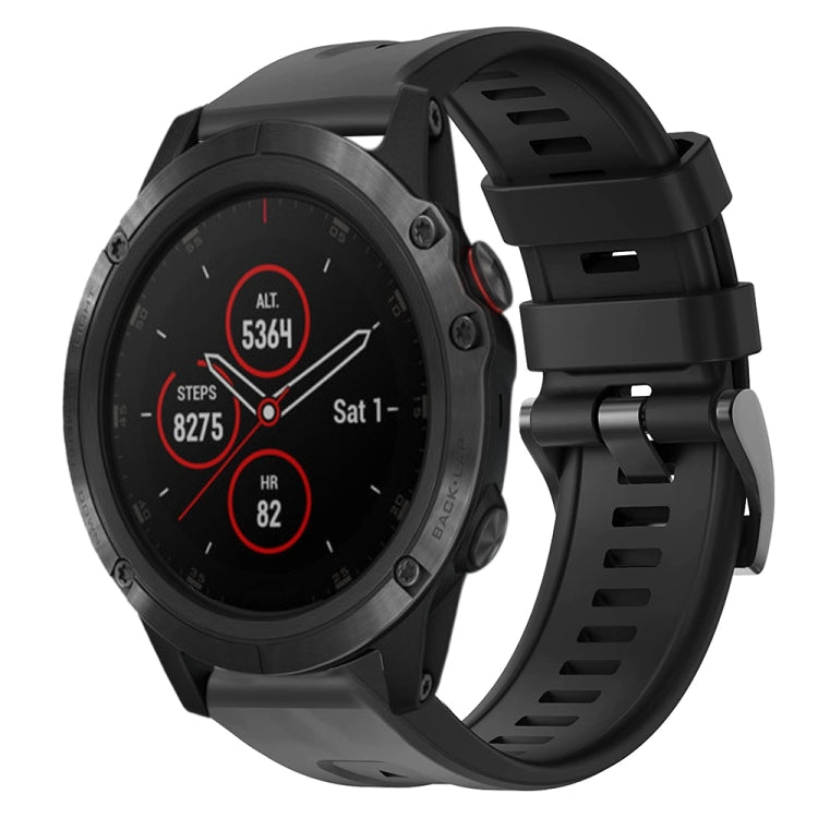 For Garmin Fenix 5X Plus Metal Buckle Solid Color Silicone Watch Band