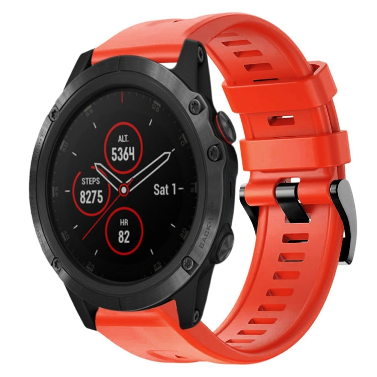 For Garmin Fenix 5X Plus Metal Buckle Solid Color Silicone Watch Band