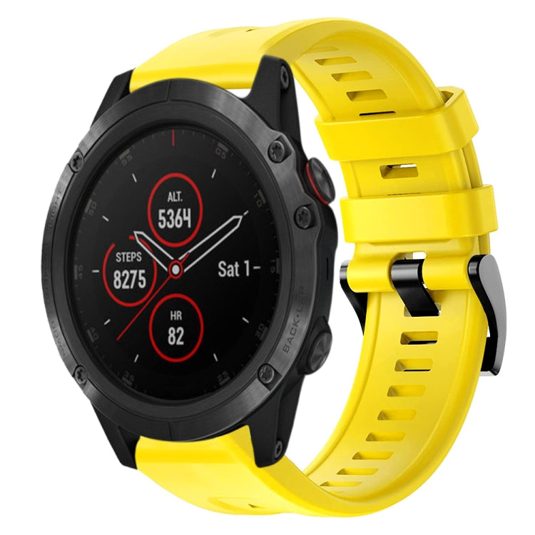 For Garmin Fenix 5X Plus Metal Buckle Solid Color Silicone Watch Band
