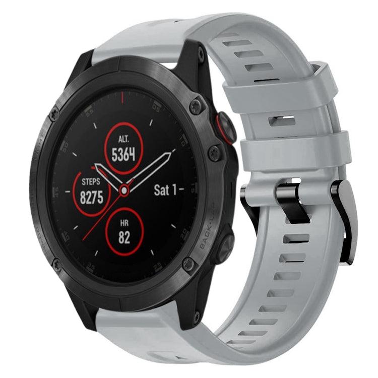 For Garmin Fenix 5X Plus Metal Buckle Solid Color Silicone Watch Band