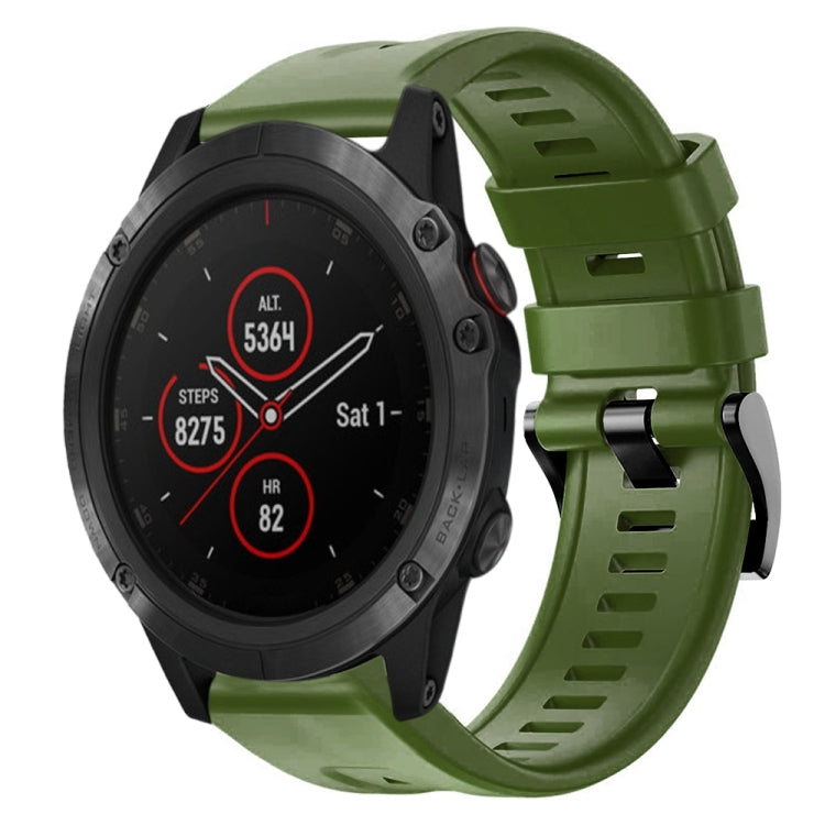 For Garmin Fenix 5X Plus Metal Buckle Solid Color Silicone Watch Band