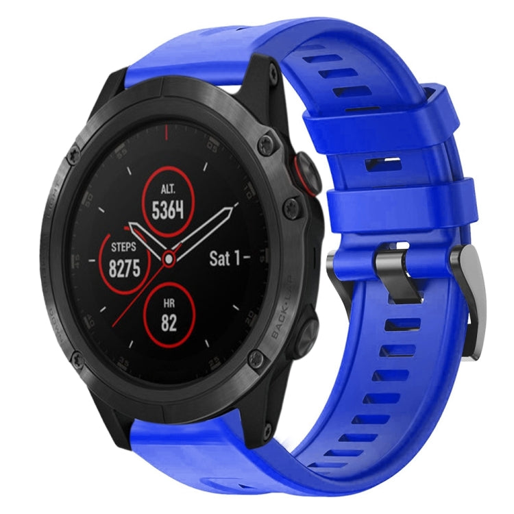 For Garmin Fenix 5X Plus Metal Buckle Solid Color Silicone Watch Band