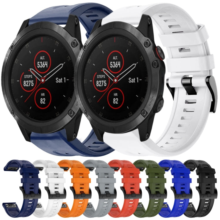 For Garmin Fenix 5X Plus Metal Buckle Solid Color Silicone Watch Band