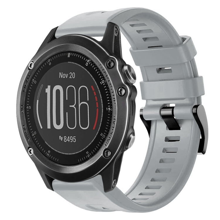 For Garmin Fenix 3 Metal Buckle Solid Color Silicone Watch Band
