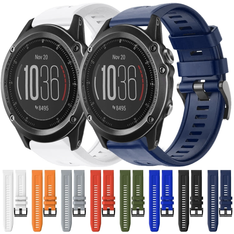 For Garmin Fenix 3 Metal Buckle Solid Color Silicone Watch Band