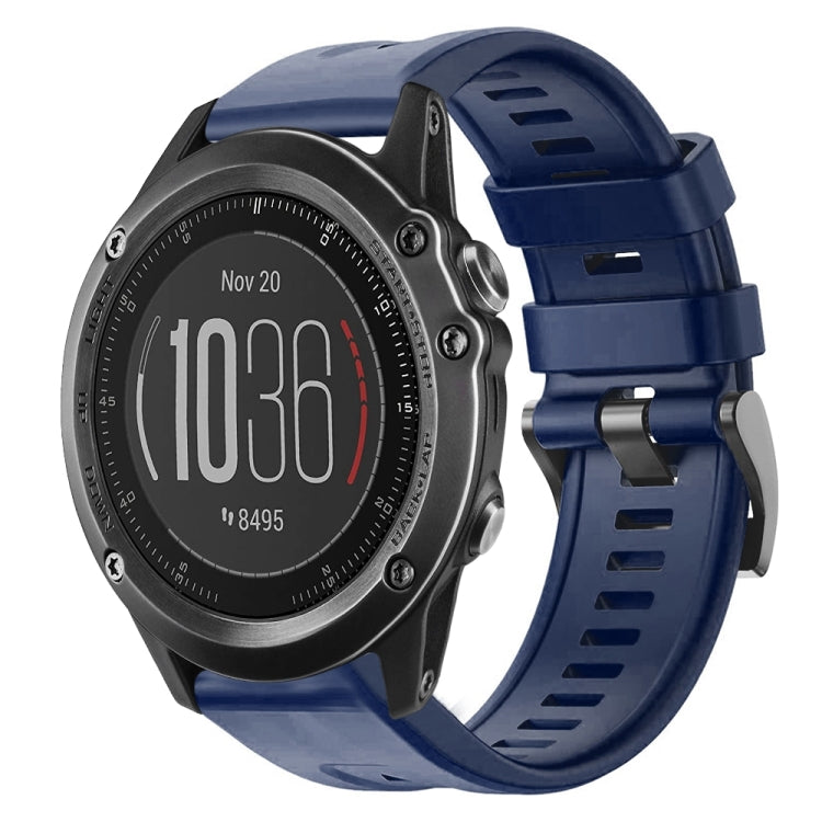 For Garmin Fenix 3 HR Metal Buckle Solid Color Silicone Watch Band