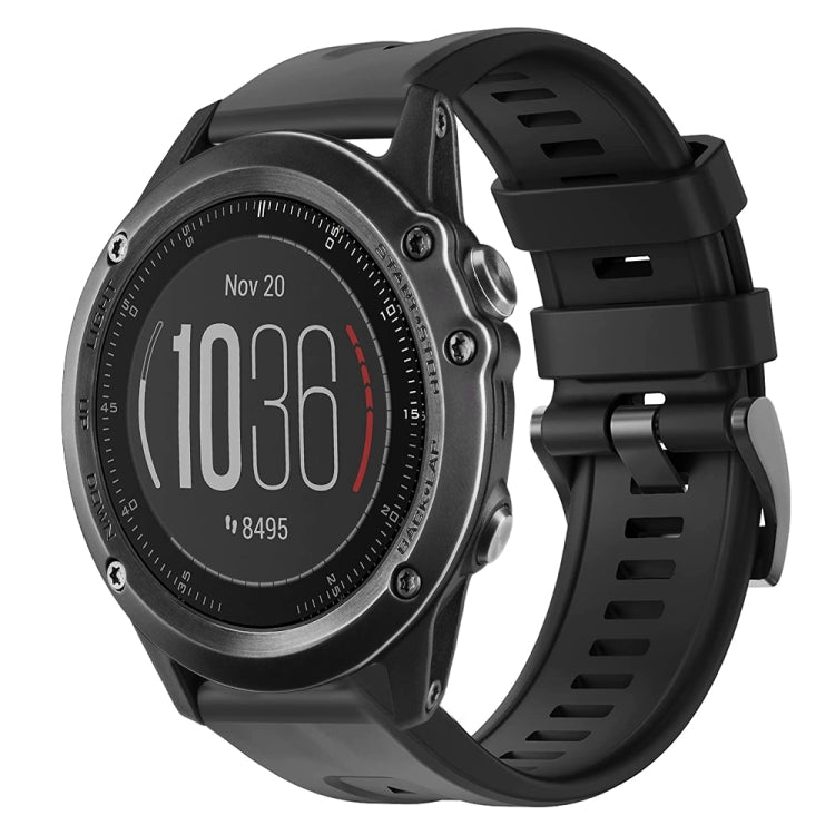 For Garmin Fenix 3 HR Metal Buckle Solid Color Silicone Watch Band