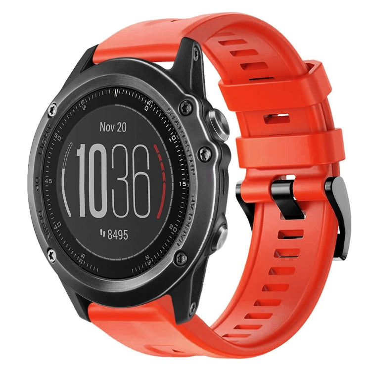 For Garmin Fenix 3 HR Metal Buckle Solid Color Silicone Watch Band
