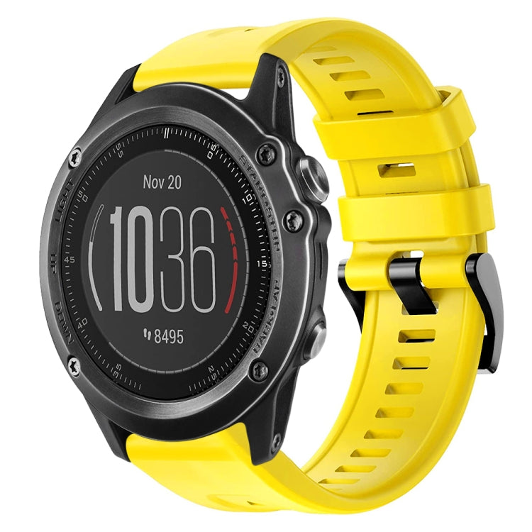 For Garmin Fenix 3 HR Metal Buckle Solid Color Silicone Watch Band