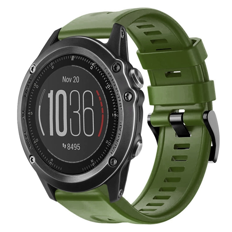 For Garmin Fenix 3 HR Metal Buckle Solid Color Silicone Watch Band