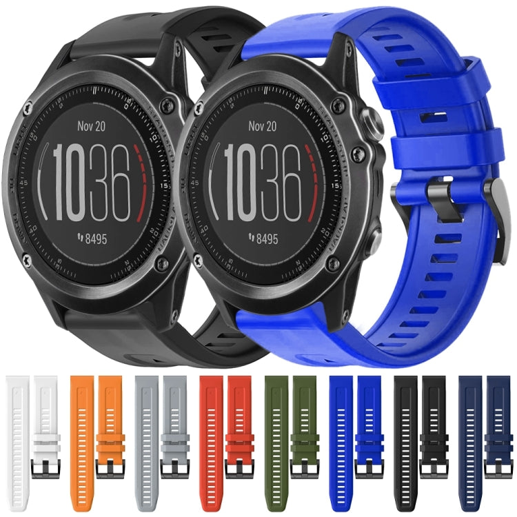 For Garmin Fenix 3 Sapphire Metal Buckle Solid Color Silicone Watch Band