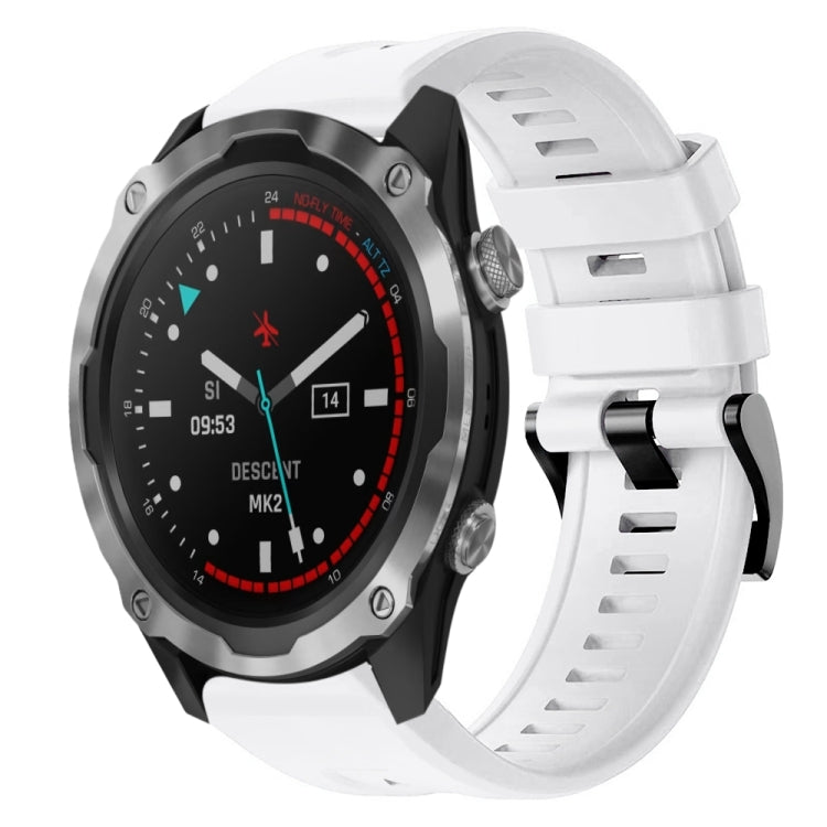 For Garmin Descent MK 2 Metal Buckle Solid Color Silicone Watch Band