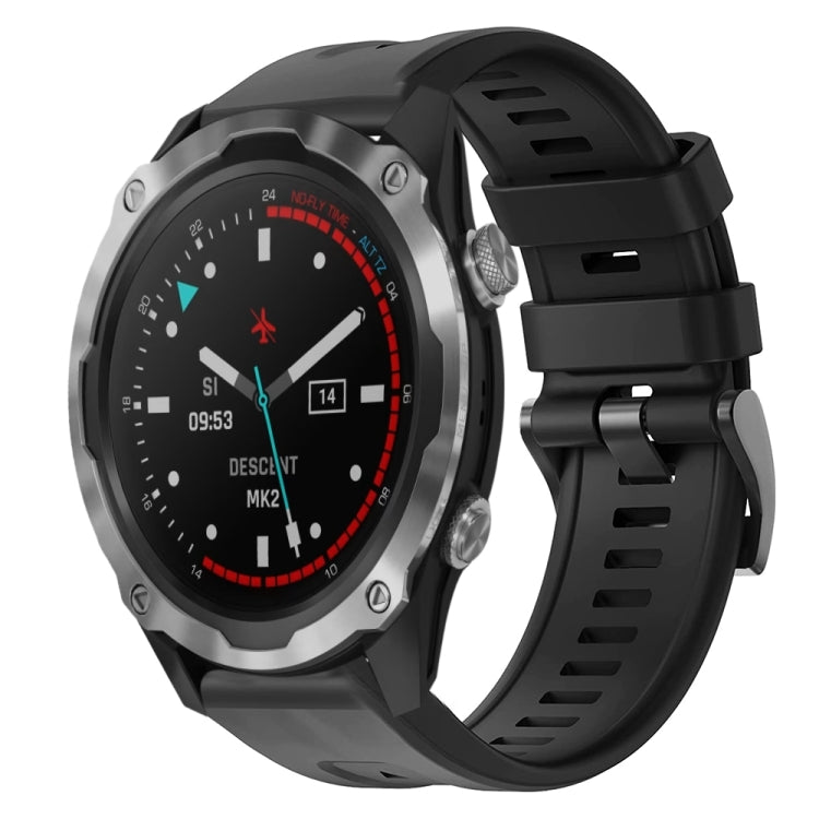 For Garmin Descent MK 2 Metal Buckle Solid Color Silicone Watch Band