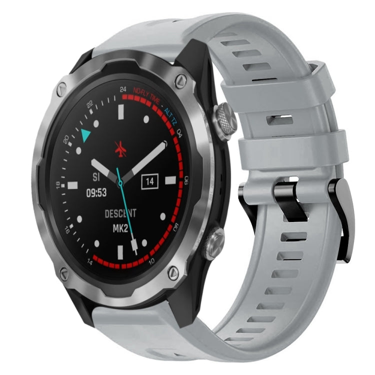 For Garmin Descent MK 2 Metal Buckle Solid Color Silicone Watch Band