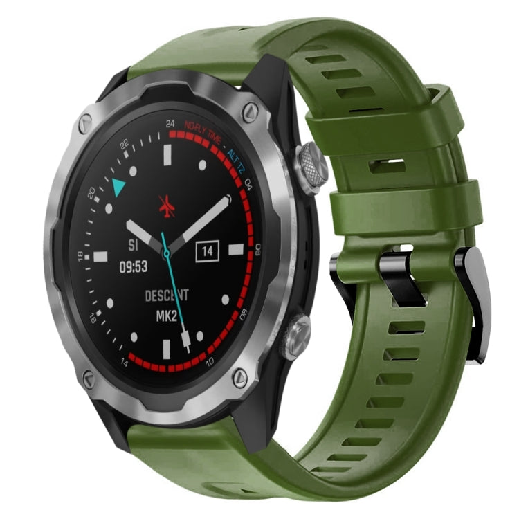 For Garmin Descent MK 2 Metal Buckle Solid Color Silicone Watch Band