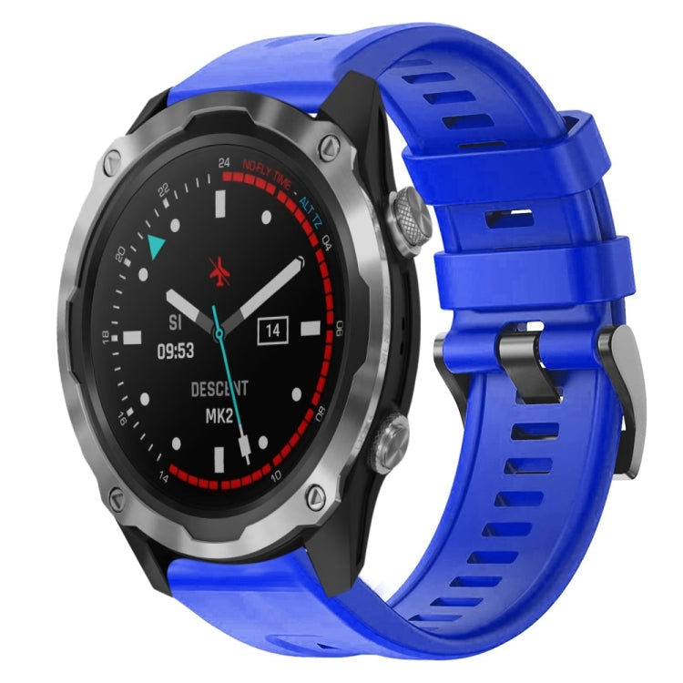 For Garmin Descent MK 2 Metal Buckle Solid Color Silicone Watch Band